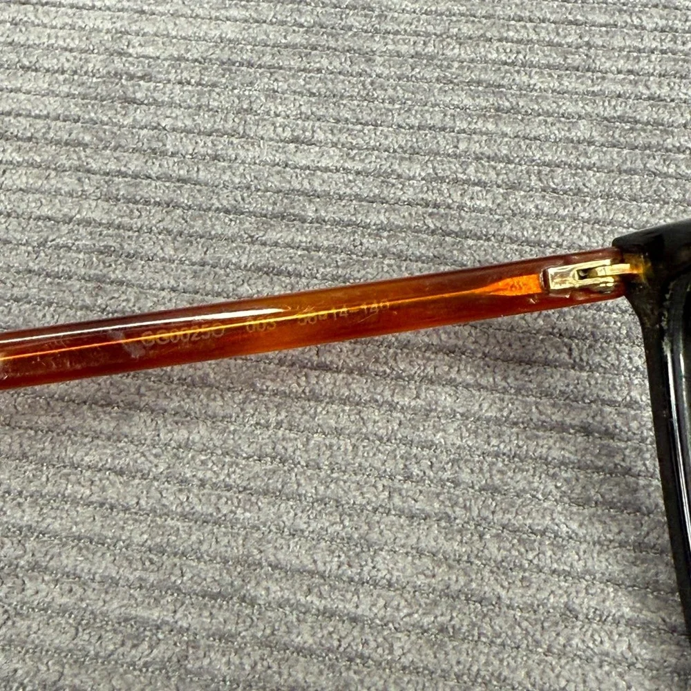 Gucci GG0025O 003 Black Amber Tortoise Cat Eye Eyeglasses Frames 56-14-140